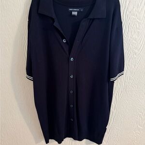 French Connection Navy Polo Shirt with White Trim